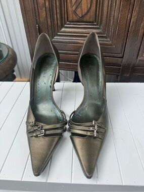 BCB GIRLS metallic green heels